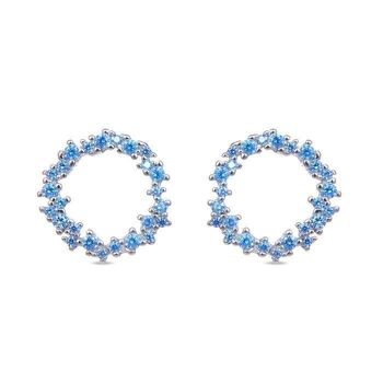 Boucles d'oreilles Thilak en argent sterling 925 avec placage de rhodium et zircone aigue-marine. 2