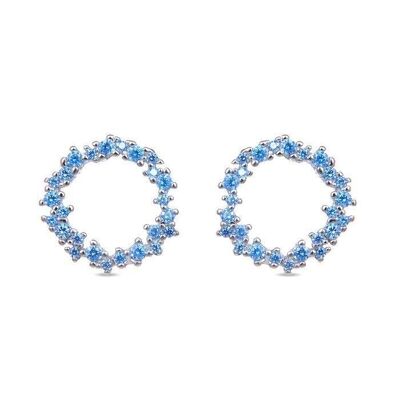 Boucles d'oreilles Thilak en argent sterling 925 avec placage de rhodium et zircone aigue-marine.