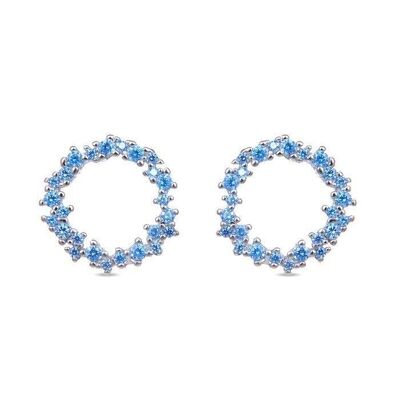 Thilak Earrings in 925 Sterling Silver with Rhodium Plating and Aquamarine Zirconia.