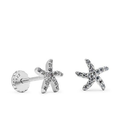 Lamya Earrings In 925 Sterling Silver With Rhodium Plating And Shiny Zirconia. one