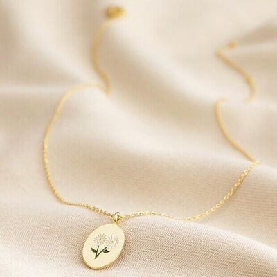 Emaille-Geburtsblumen-Halskette in Gold