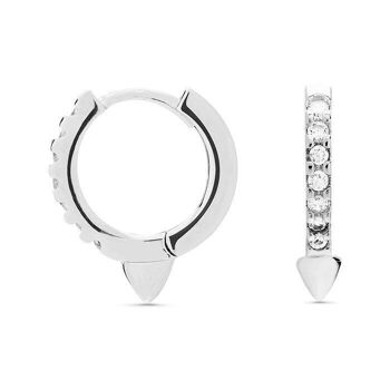 Boucles d'oreilles Naldan en argent sterling 925 avec placage rhodium et zircone brillante. 6