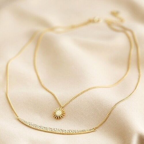 Sun and Horn Layered Necklace in Gold
