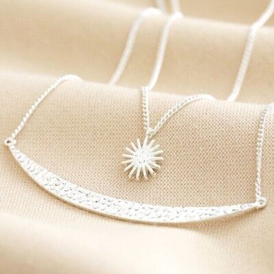 Sun and Horn Layered Necklace in Silver