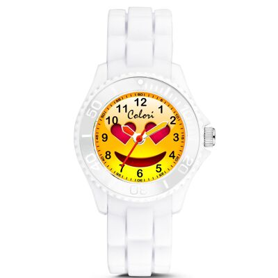 Reloj para niños Colori 30MM Corazón sonriente blanco 5ATM