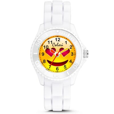 Colori Kidswatch 30MM Smily heart white 5ATM
