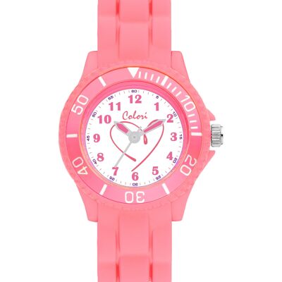 Reloj para niños Colori 30MM Corazón rosa claro Nuevo 5ATM