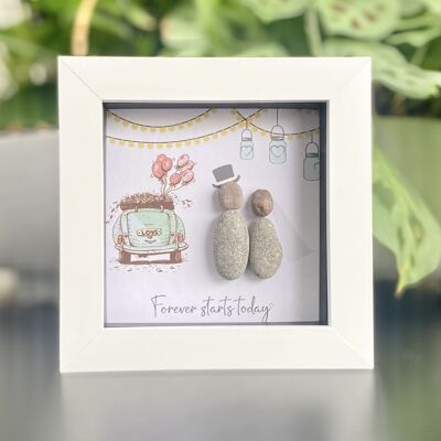 Mini Pebble Artwork Geschenkrahmen - Hochzeit