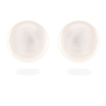 Boucles d'oreilles essentielles en argent sterling 925 avec placage de rhodium et perle blanche. 8,9 x 8,9 4