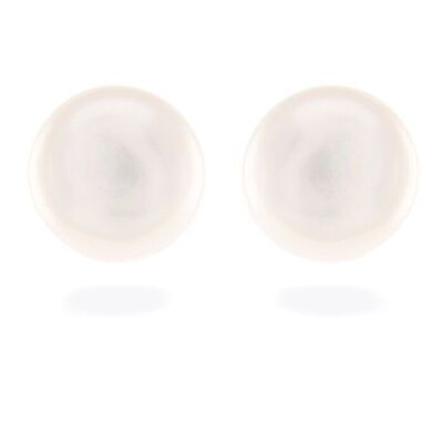 Essential Earrings in 925 Sterling Silver with Rhodium Plating and White Pearl. 8.9x8.9
