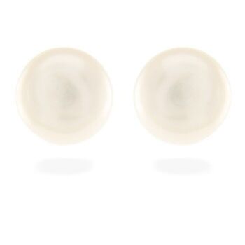 Boucles d'oreilles essentielles en argent sterling 925 avec placage de rhodium et perle blanche. 10 x 10 (1) 2
