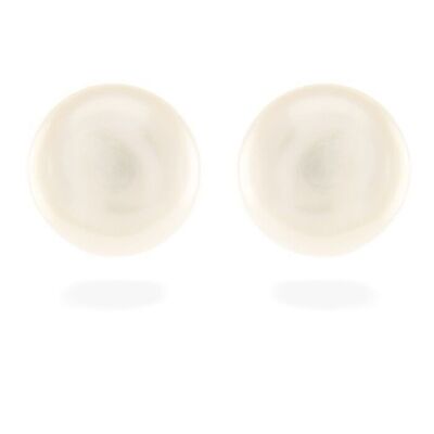 Boucles d'oreilles essentielles en argent sterling 925 avec placage de rhodium et perle blanche. 10 x 10 (1)