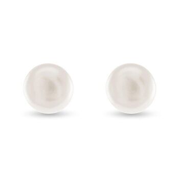 Boucles d'oreilles essentielles en argent sterling 925 avec placage de rhodium et perle blanche. 10 x 10 (2) 2