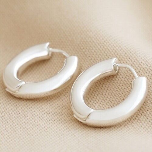 Medium Chunky Hoop Earrings in Silver