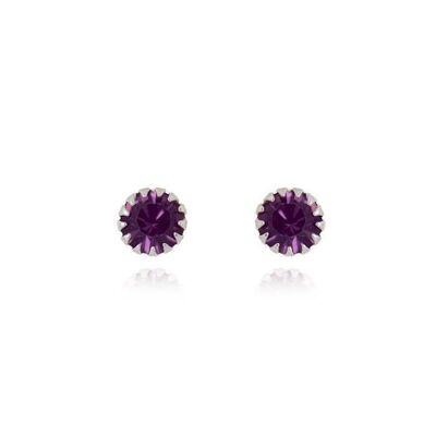 Essential Earrings in 925 Sterling Silver with Rhodium Plating and Amethyst Zirconia.