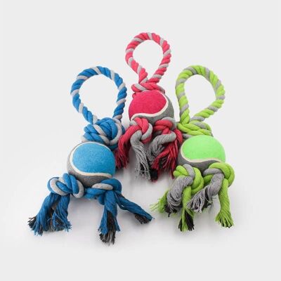 Happy Pet Play Large Tennis Ball Tugger - Pack of 3