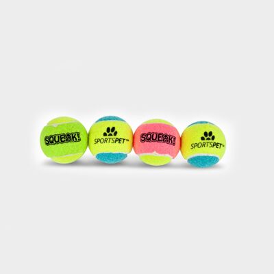 Pelotas de tenis SPORTSPET Color - paquete de 4, 48 mm Ø con chirriador