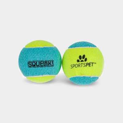 SPORTSPET Tennis Ball Color – 2 pack, 80mm Ø with squeaker