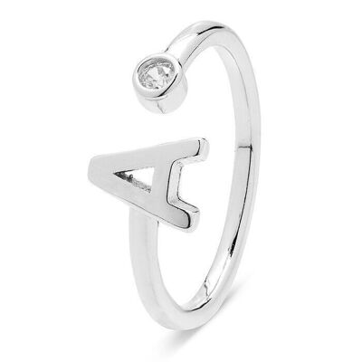 Alphabet Ring In 925 Sterling Silver With Rhodium Plating And Brilliant Zirconia 1.67g