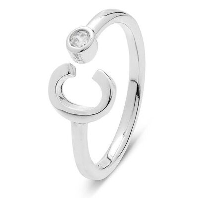 Alphabet Ring In 925 Sterling Silver With Rhodium Plating And Brilliant Zirconia 1.63g