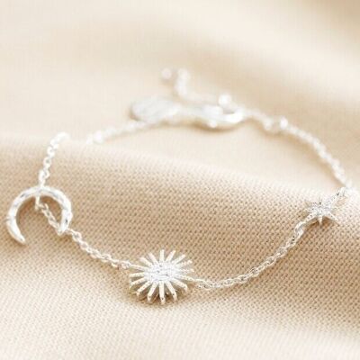 Sun and Moon Chain Bracelet in Silver