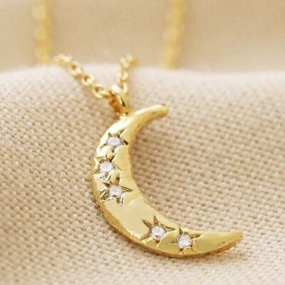 Collier croissant de lune en cristal en or