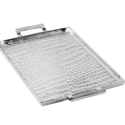 Tablett Silber Schlangenleder-Optik