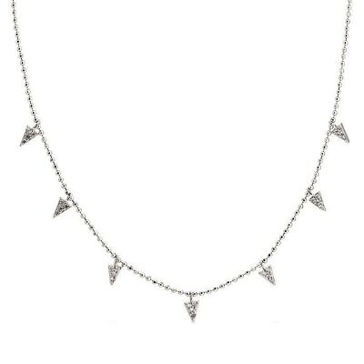 Wisedun Necklace in 925 Sterling Silver with Rhodium Plating and Shiny Zirconia.