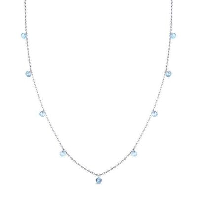 Ayrlon Necklace in 925 Sterling Silver with Rhodium Plating and Aquamarine Zirconia.