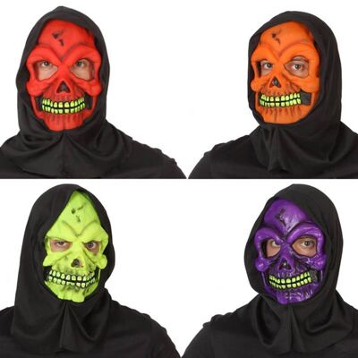 Totenschädelmaske mit Kapuze 4 verschiedene Farben
