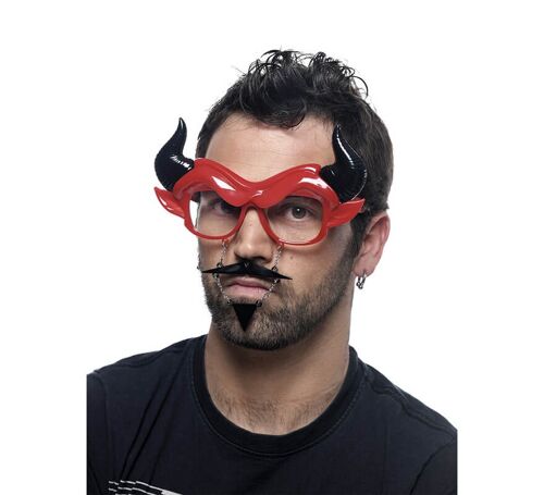 Gafas de Diablo con Bigote, Mosca y Cuernos - T.Única