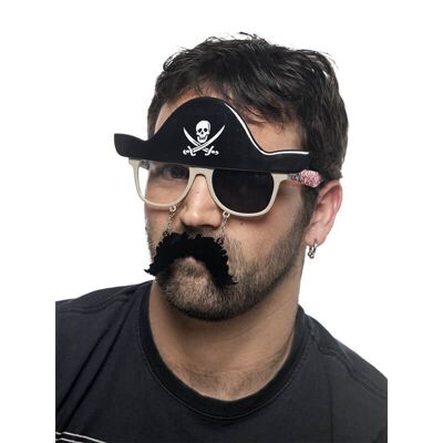 Piratenbrille mit Schnurrbart und Hut - T.Única
