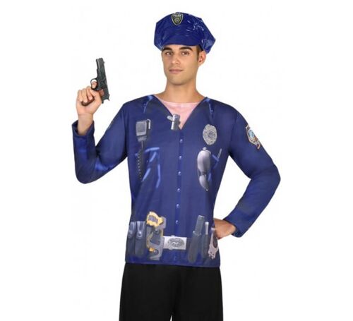 Camiseta disfraz de Policía para hombre - M-L