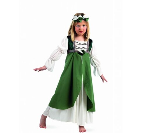 Disfraz de Clarisa Medieval verde niña