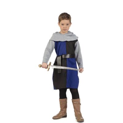Costume da cavaliere medievale blu e nero per bambino