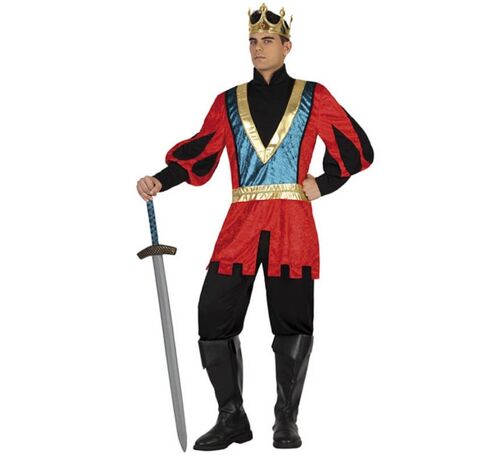 Disfraz o Casaca de Rey Medieval rojo de hombre - M-L