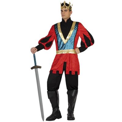 Costume o Cappotto da Re Medievale Rosso per uomo - M-L