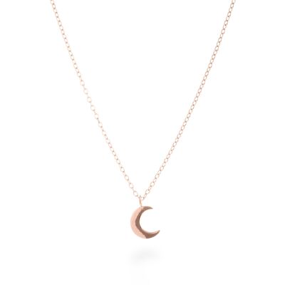 18K Rose Gold Plated 925 Sterling Silver Crescent Necklace.
