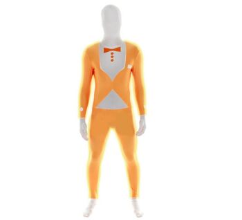 Modèle de costume MORPHSUIT orange fluo avec noeud papillon