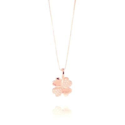 Collier Hatua en argent sterling 925 avec placage en or rose 18 carats et zircone brillante.