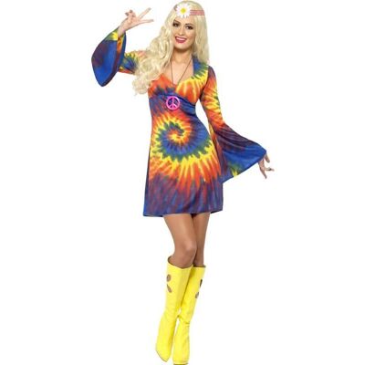 Costume da hippy annodato con tinture multicolore per donna