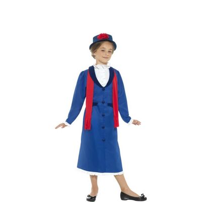 Blaues viktorianisches Nanny-Kostüm für Mädchen