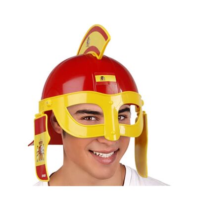 Red and yellow Spartan helmet with the Flag of Spain - T.Universal