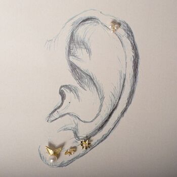 Boucles d'oreilles Naharn en argent sterling 925 avec placage en or jaune 18 carats et zircone brillante. 6