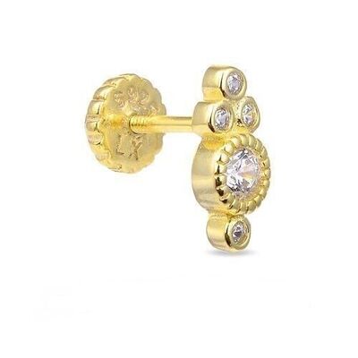 Naharn Earrings In 925 Sterling Silver With 18K Yellow Gold Plating And Brilliant Zirconia.