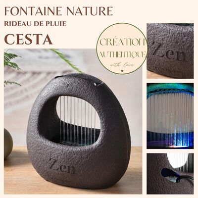 Indoor Fountain - Cesta - Authentic Modern Creation - Relaxing Zen Atmosphere Decoration - Colored Light