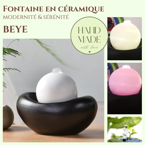 Cadeaux Fête des Mères - Fontaine d'Intérieur - Beye - Cristal Line en Céramique - Style Contemporain Lumière Colorée - Décoration Méditation
