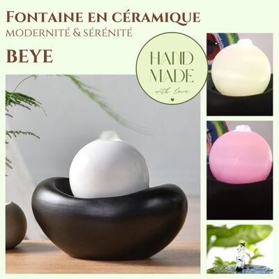 Regali per la Festa della Mamma - Fontana da Interno - Beye - Linea Ceramica Crystal - Luce Colorata Stile Contemporaneo - Decorazione da Meditazione