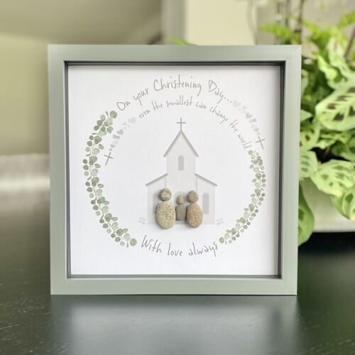 PEBBLE ARTWORK GIFT |  On your Christening Day… even the smallest can change the world With love always
