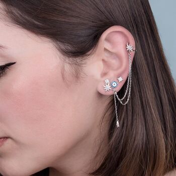 Boucles d'oreilles Anba en argent sterling 925 avec placage rhodium et zircone brillante. 6